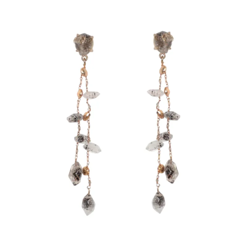 Kaska 3 Line Drop Earrings sold by The Jewelry Edit