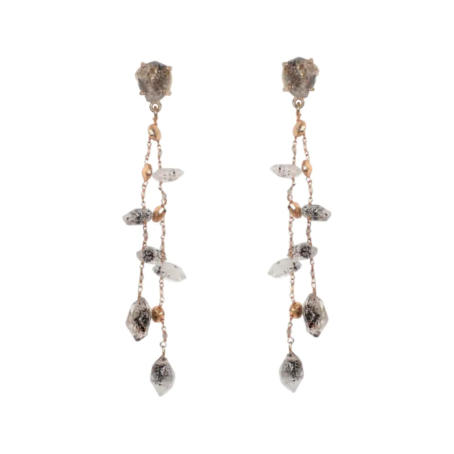 Kaska 3 Line Drop Earrings sold by The Jewelry Edit