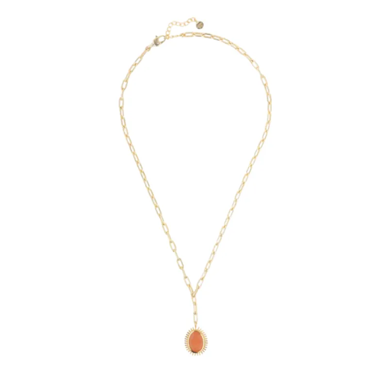 Orange Jade Pendant Necklace sold by The Jewelry Edit