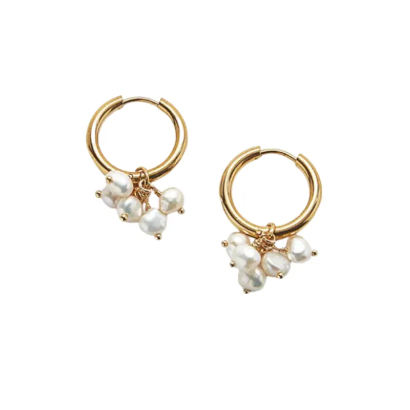 Mini Pearl Hoop Earrings sold by The Jewelry Edit
