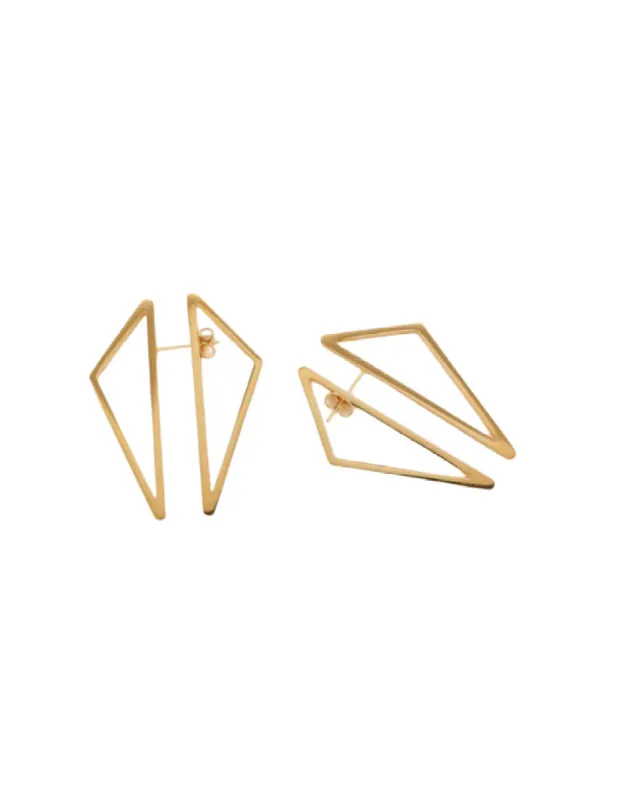 Double Sided Gold Geometric Triangle Earrings sold by The Jewelry Edit