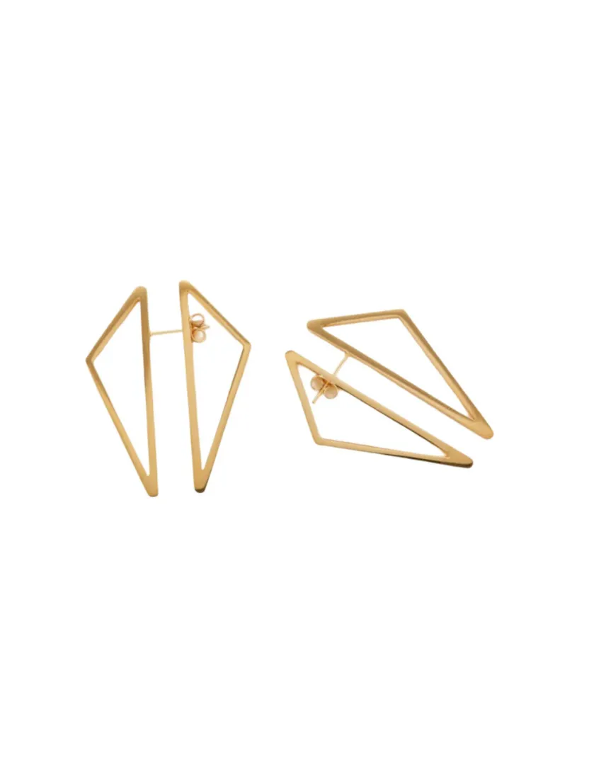 Double Sided Gold Geometric Triangle Earrings sold by The Jewelry Edit