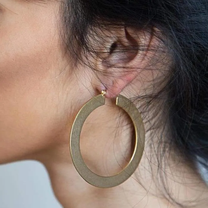 Gold Matte Large Hoop Earrings sold by The Jewelry Edit product image thumbnail 2