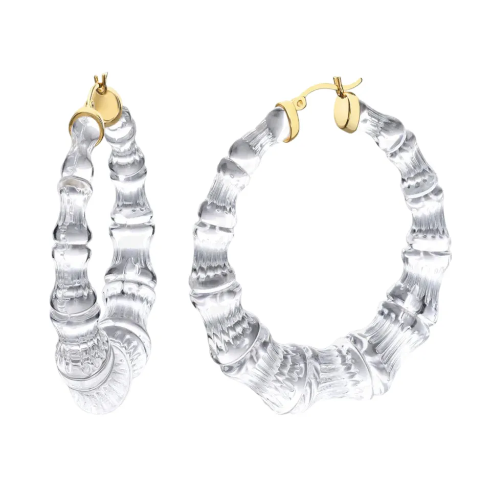 Bamboo Hoop Earrings Clear sold by The Jewelry Edit