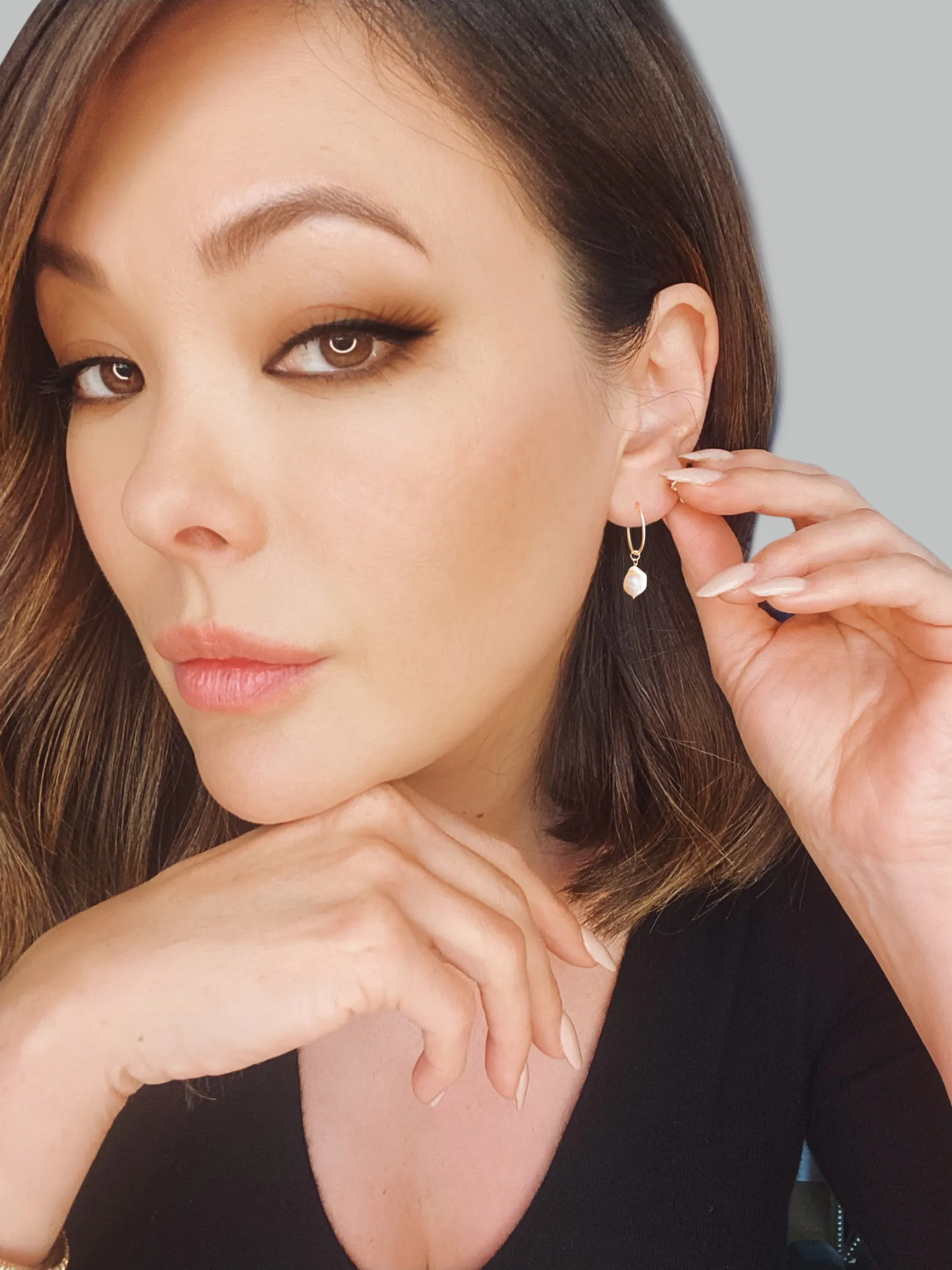 Organic Pearl Hoops sold by The Jewelry Edit product image thumbnail 4