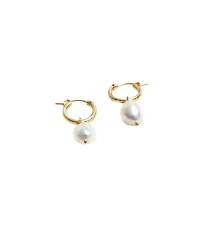 Small Pearl Hoops sold by The Jewelry Edit