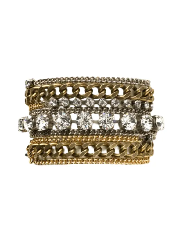 Mixed Metal and Crystal Layered Bracelet/Necklace sold by The Jewelry Edit