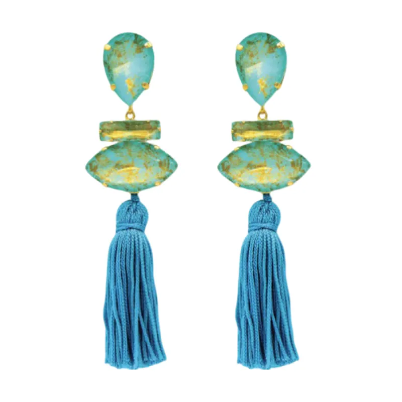 Gocce Azue Tasseled Earrings sold by The Jewelry Edit