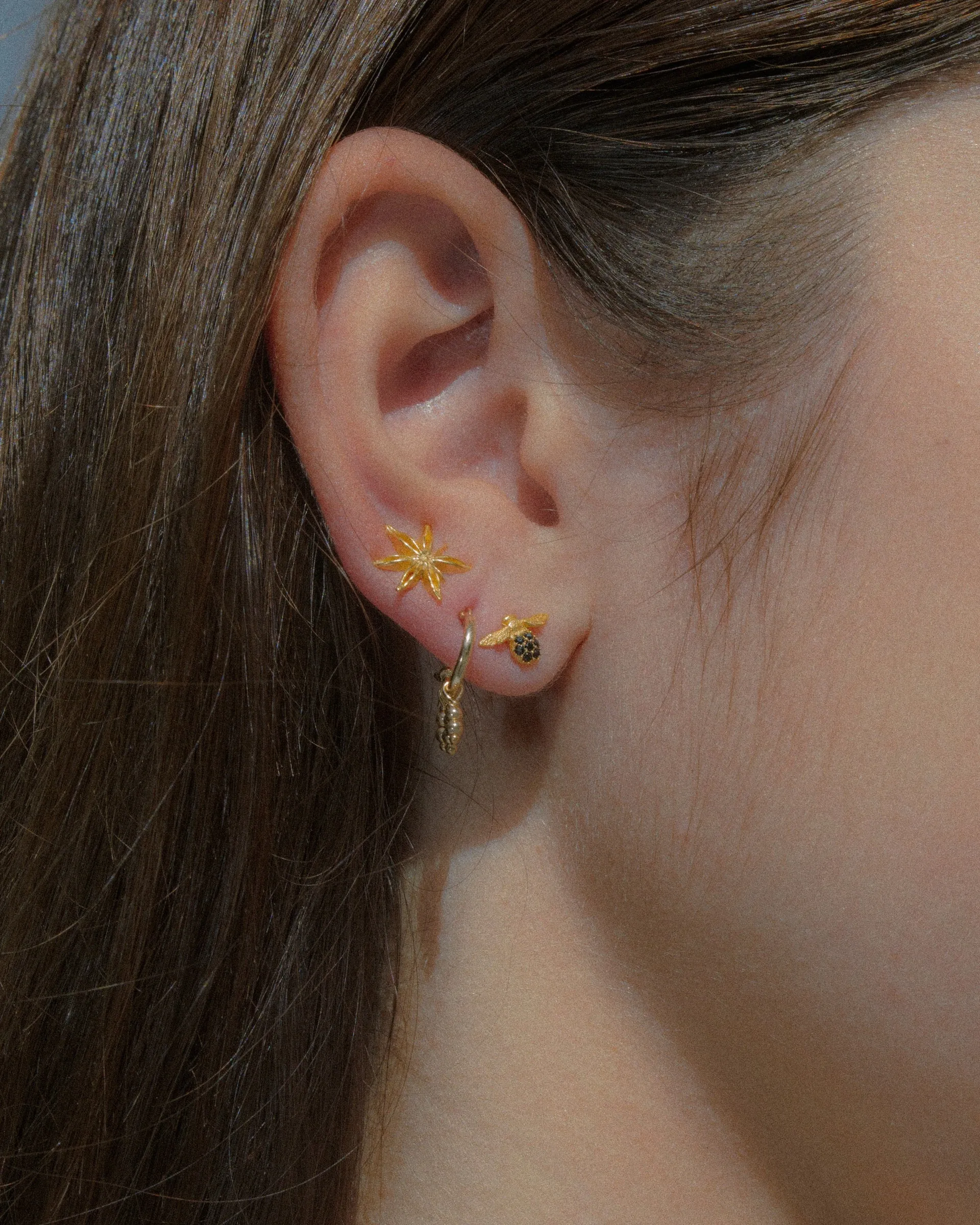 Bee-Shaped Gold Earrings sold by The Jewelry Edit product image thumbnail 3