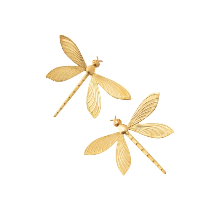 Gold Dragonfly Earrings sold by The Jewelry Edit