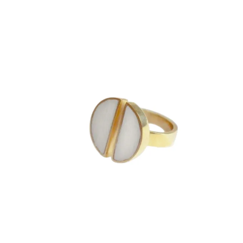 Split Moon Ring White sold by The Jewelry Edit