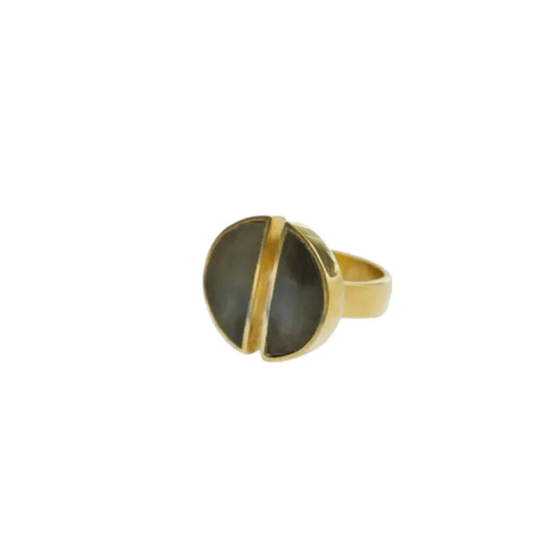 Split Moon Ring Black sold by The Jewelry Edit
