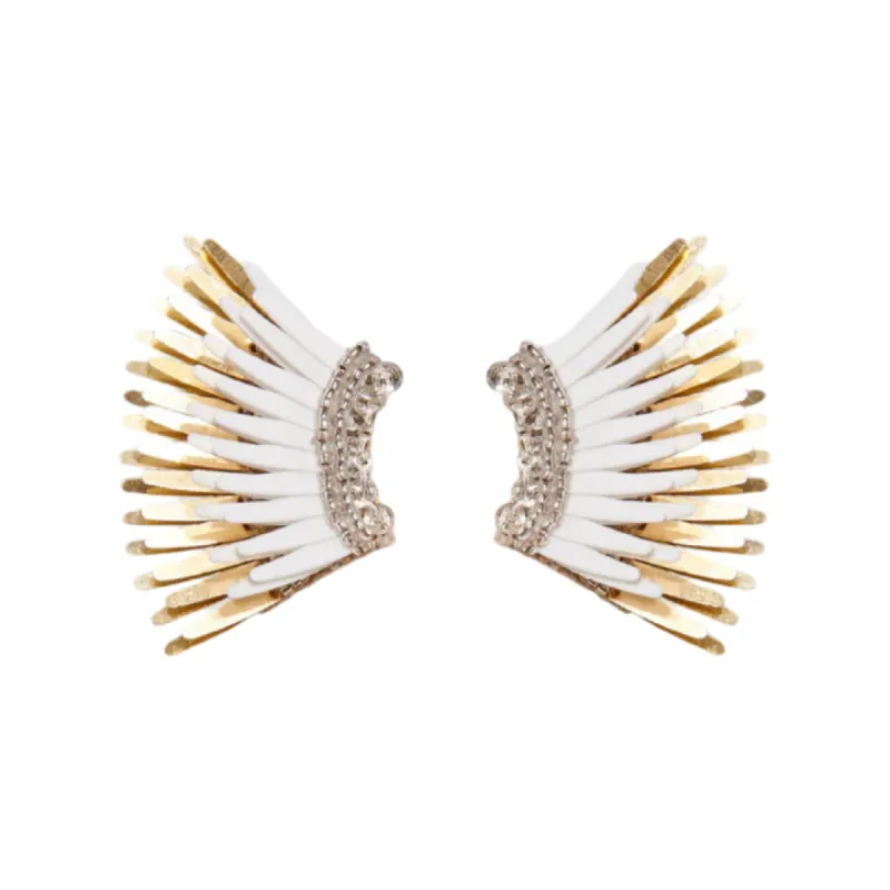 Mini Metallic Earrings White/Gold sold by The Jewelry Edit