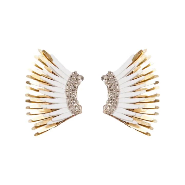 Mini Metallic Earrings White/Gold sold by The Jewelry Edit