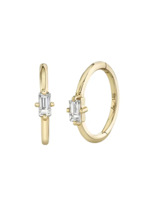 Seamless Huggie With Baguette Diamond (Single) sold by The Jewelry Edit