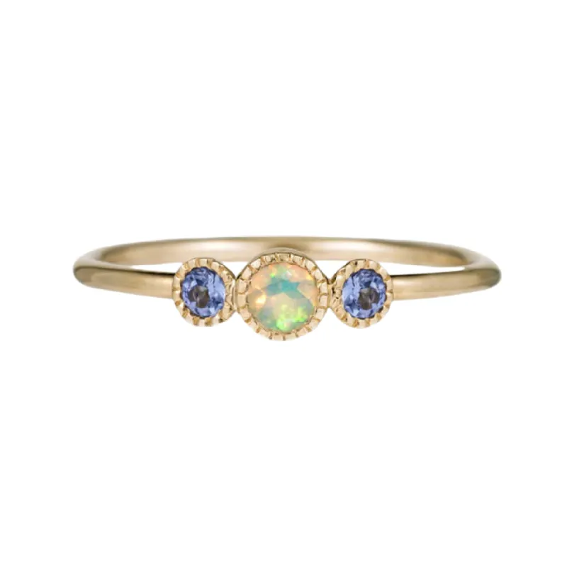 Opal Tanzanite Trio Ring sold by The Jewelry Edit