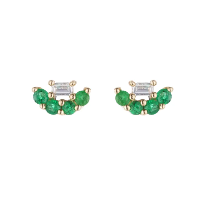 Mini Baguette Emerald Lace Stud (Single) sold by The Jewelry Edit