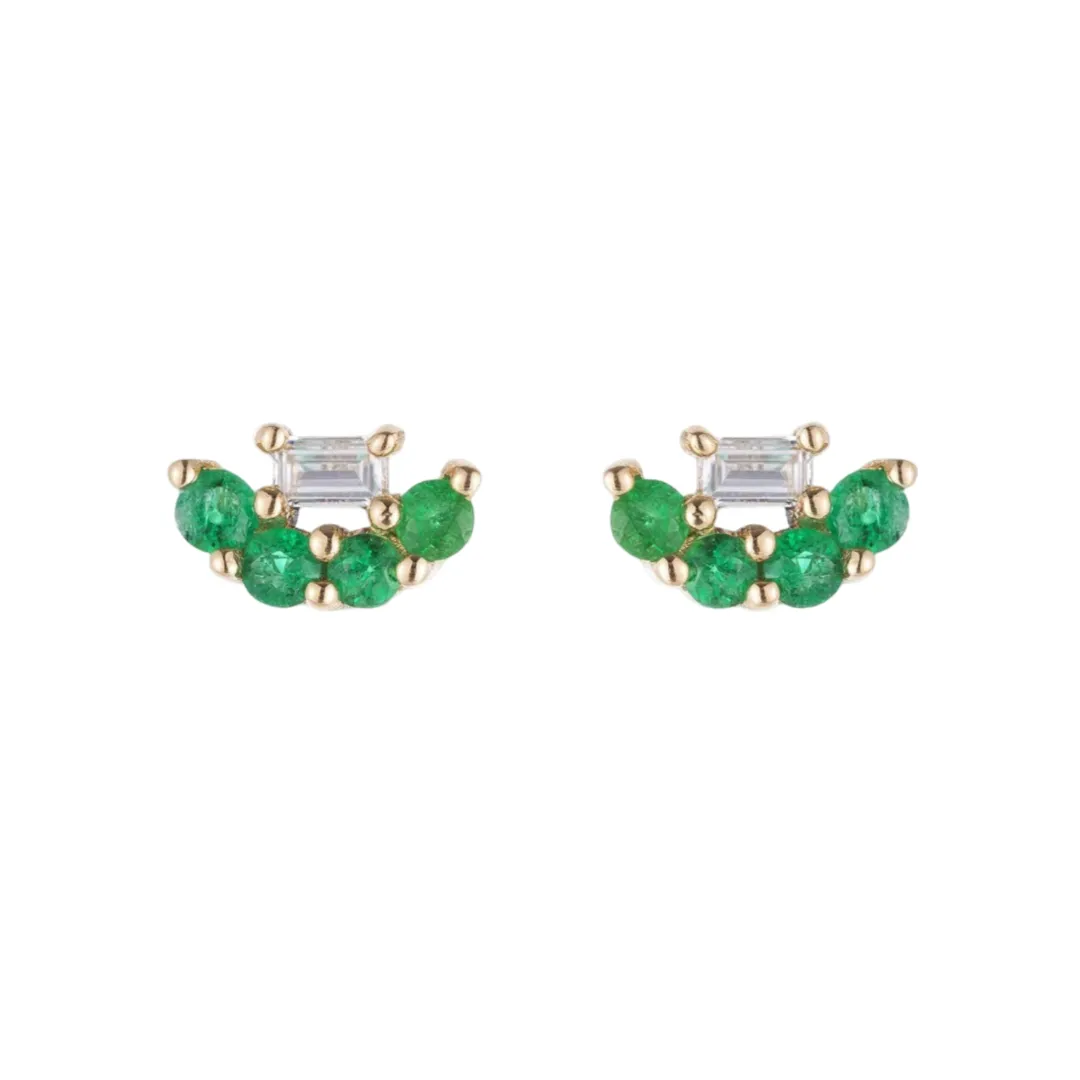 Mini Baguette Emerald Lace Stud (Single) sold by The Jewelry Edit