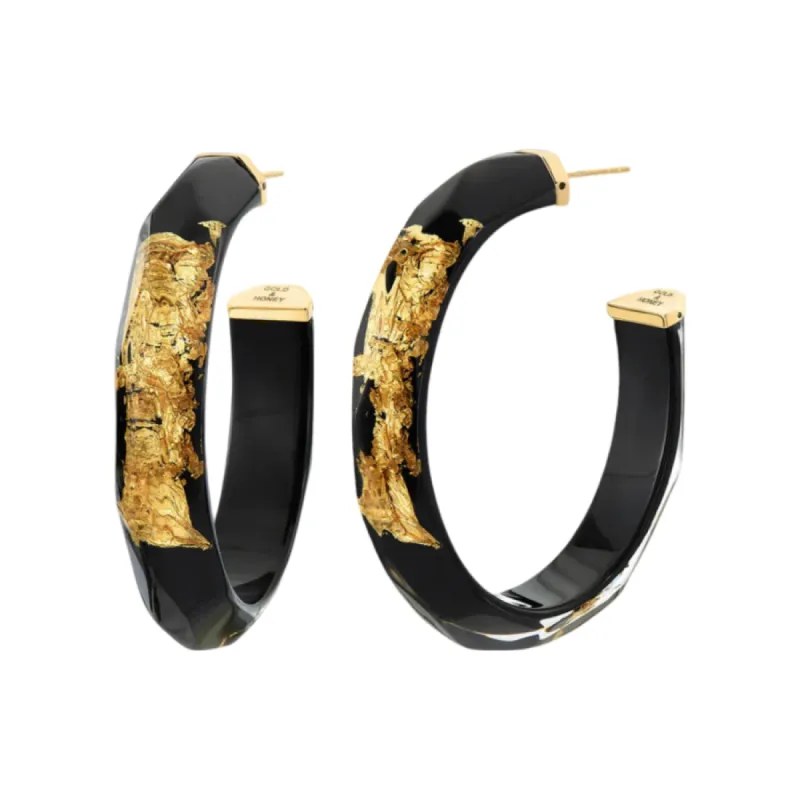 24K Gold Leaf Faceted Large Lucite Hoops sold by The Jewelry Edit