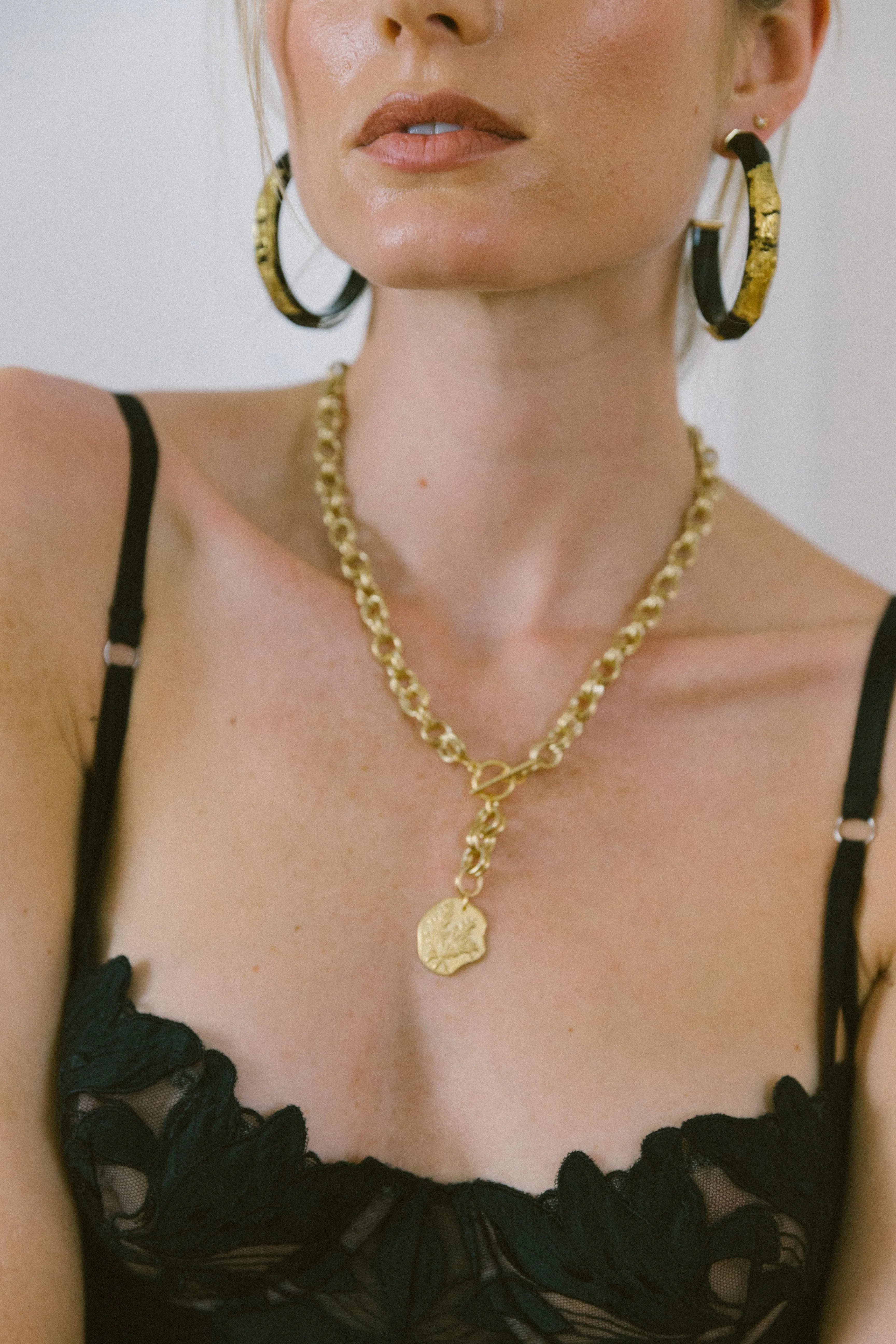 24K Gold Leaf Faceted Large Lucite Hoops sold by The Jewelry Edit product image thumbnail 2