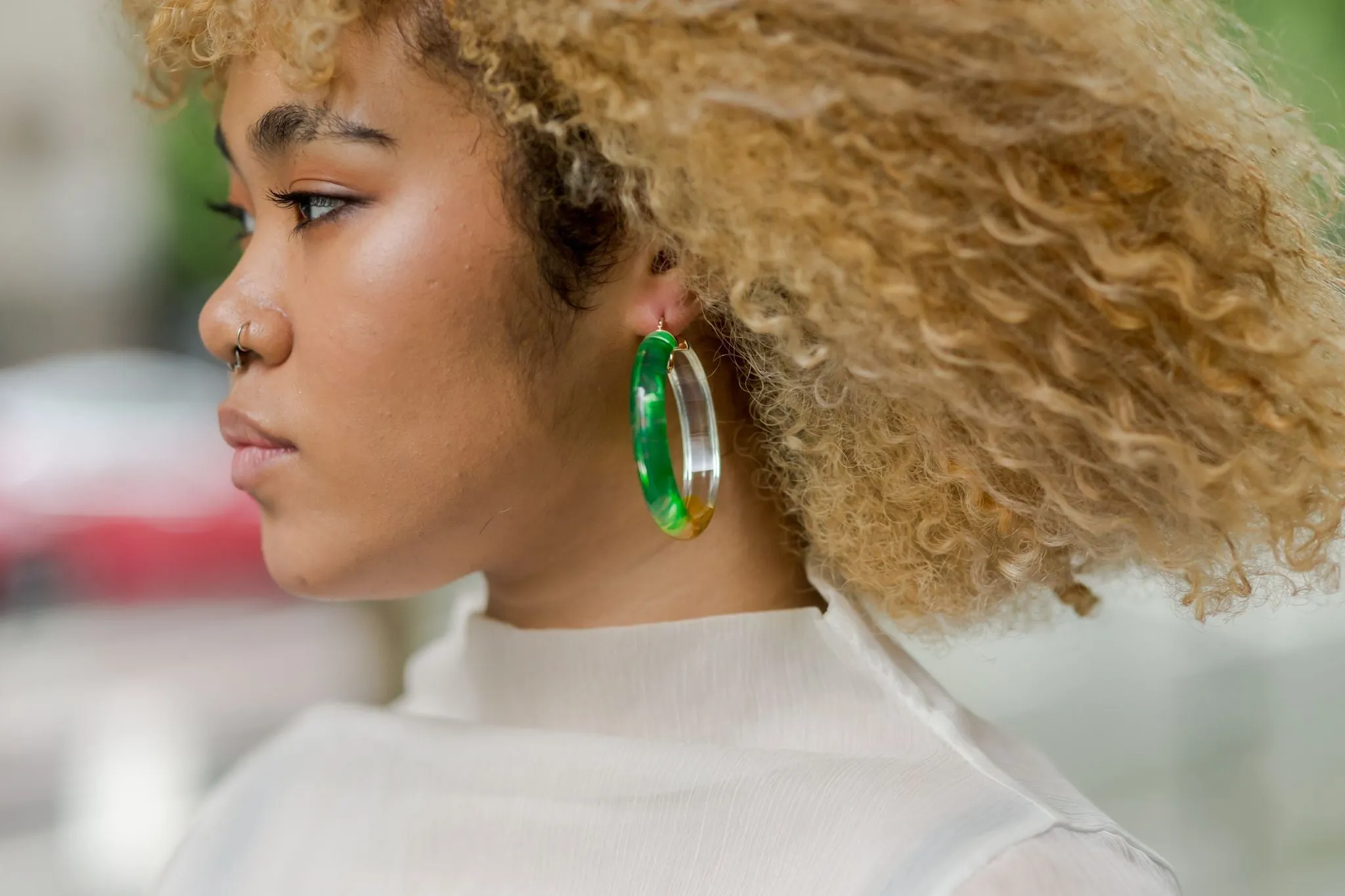 Tie-Dye Lucite Hoops in Green & Yellow sold by The Jewelry Edit product image thumbnail 2