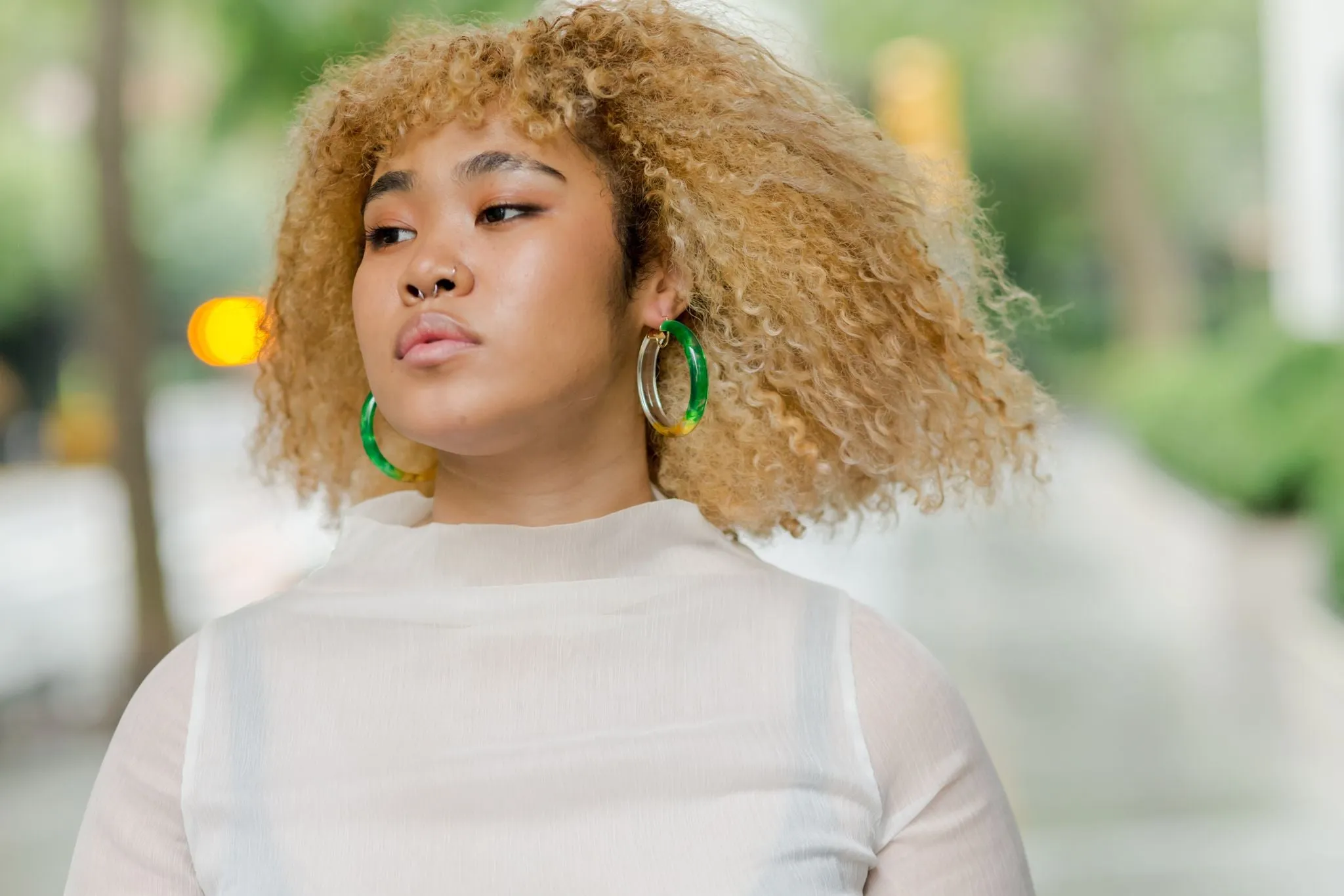 Tie-Dye Lucite Hoops in Green & Yellow sold by The Jewelry Edit product image thumbnail 3