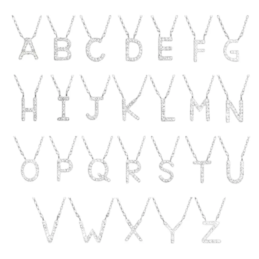 Diamond Initial Necklace in Sterling Silver sold by The Jewelry Edit