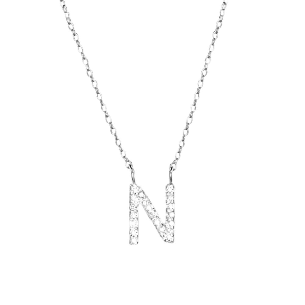 Diamond Initial Necklace in Sterling Silver sold by The Jewelry Edit product image thumbnail 4