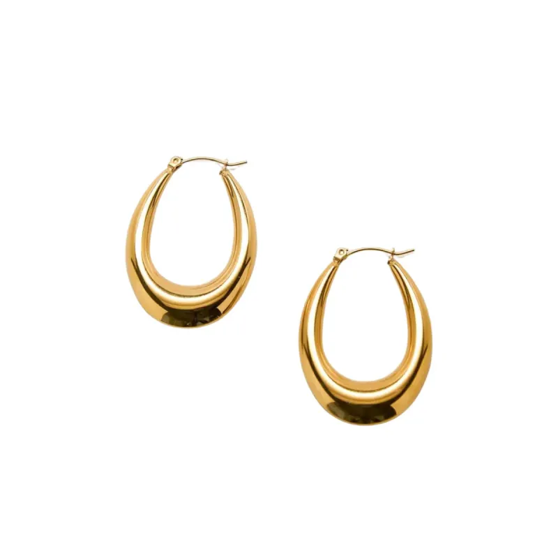 Large Gold Oval Hoop Earrings sold by The Jewelry Edit