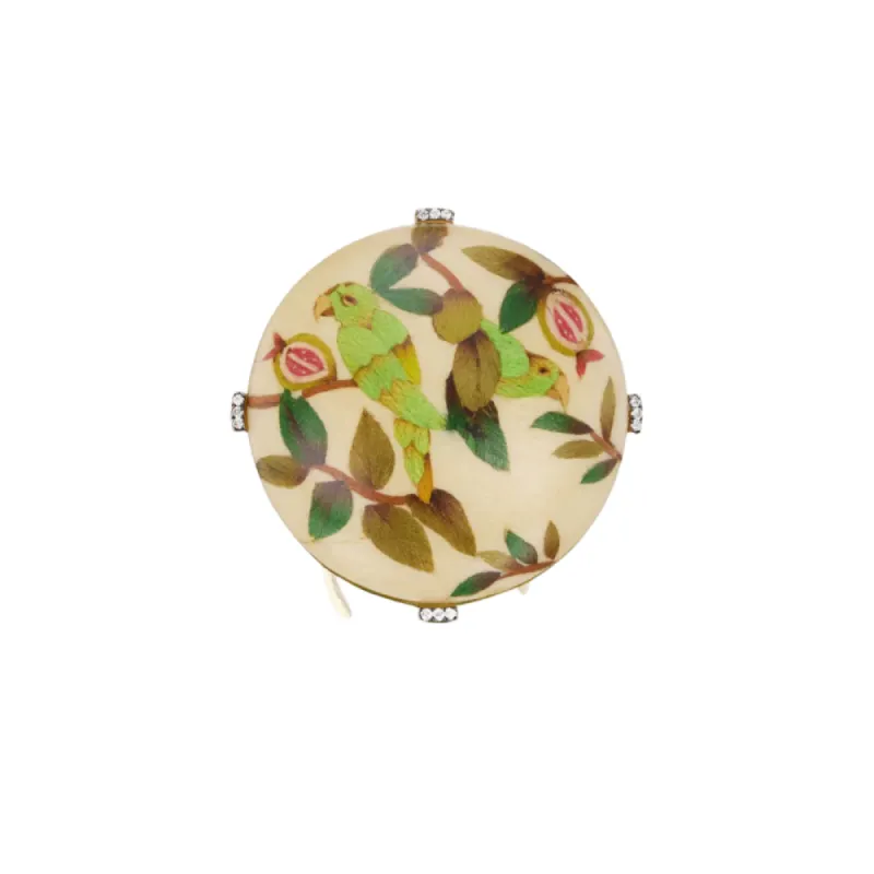 Marquetry Ring With Diamonds and Parrots sold by The Jewelry Edit