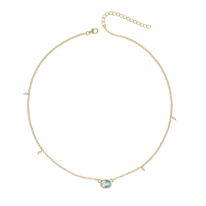 March Birthstone Necklace sold by The Jewelry Edit