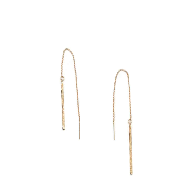 Gold Bar Threader Earrings sold by The Jewelry Edit