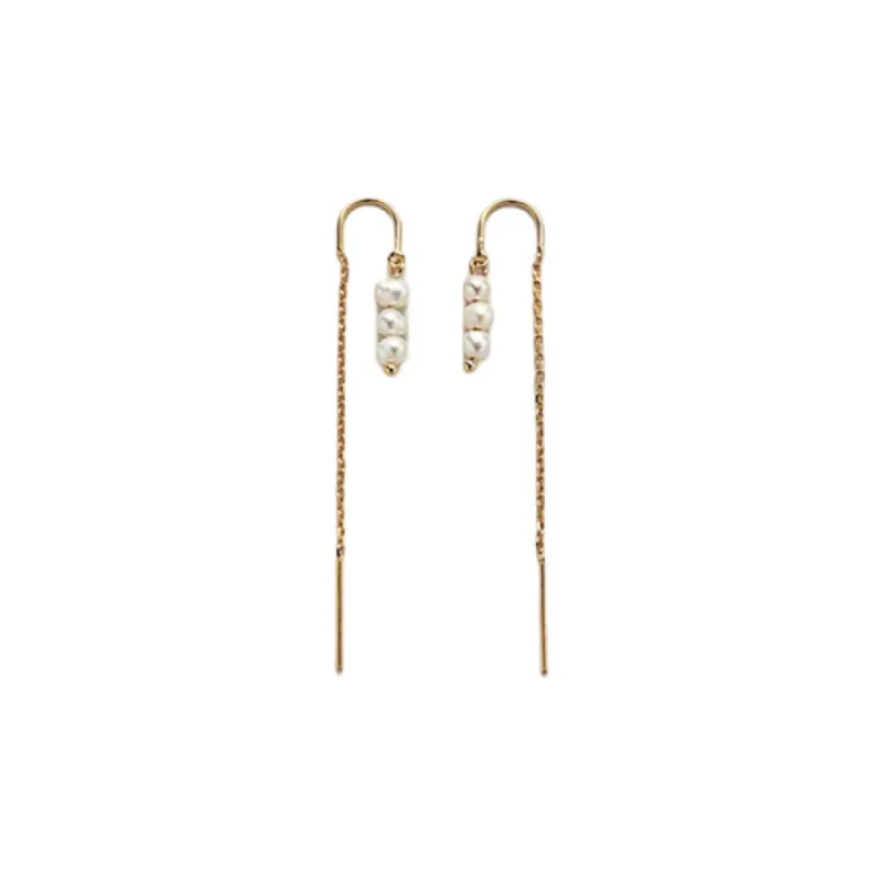 Triple Pearl Drop Threader Earrings sold by The Jewelry Edit