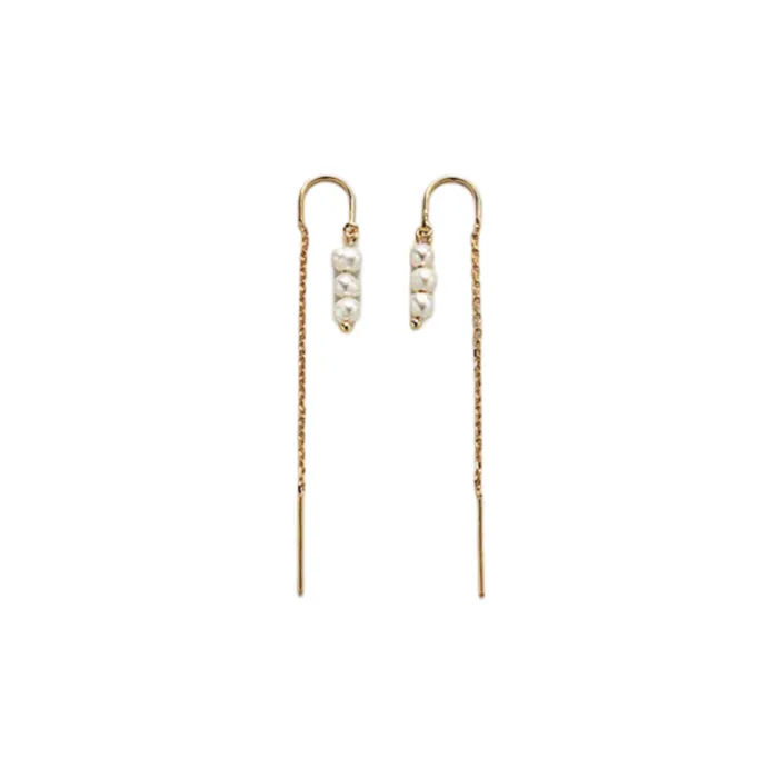 Triple Pearl Drop Threader Earrings sold by The Jewelry Edit