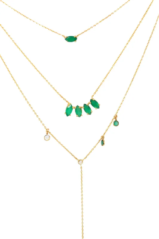 Green Onyx Layered Necklace sold by The Jewelry Edit