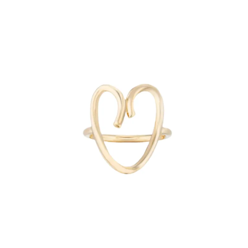 Gold Open Heart Ring sold by The Jewelry Edit