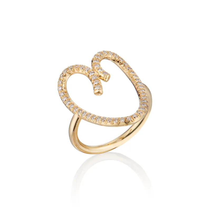 Diamond Open Heart Ring sold by The Jewelry Edit