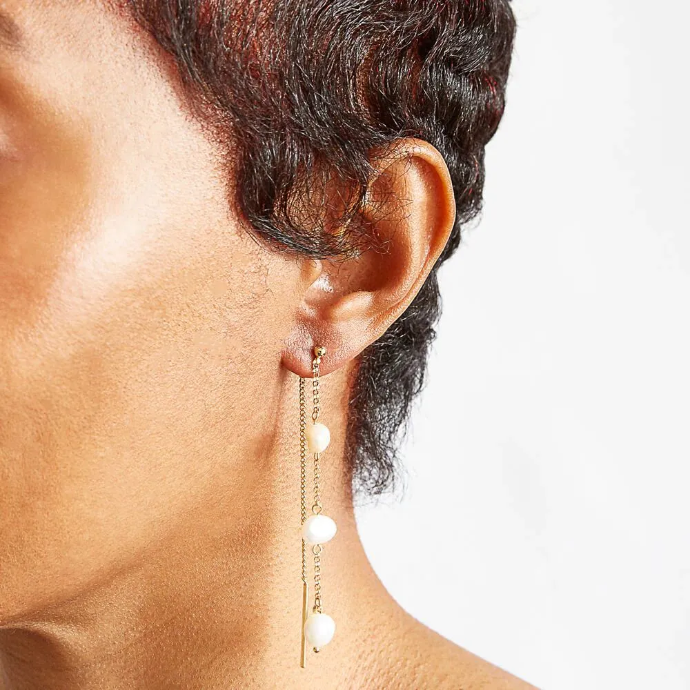 Gold Pearl Chain Earrings sold by The Jewelry Edit product image thumbnail 2