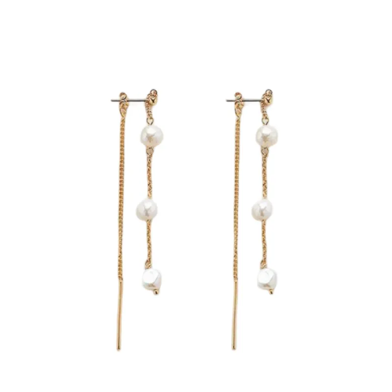 Gold Pearl Chain Earrings sold by The Jewelry Edit