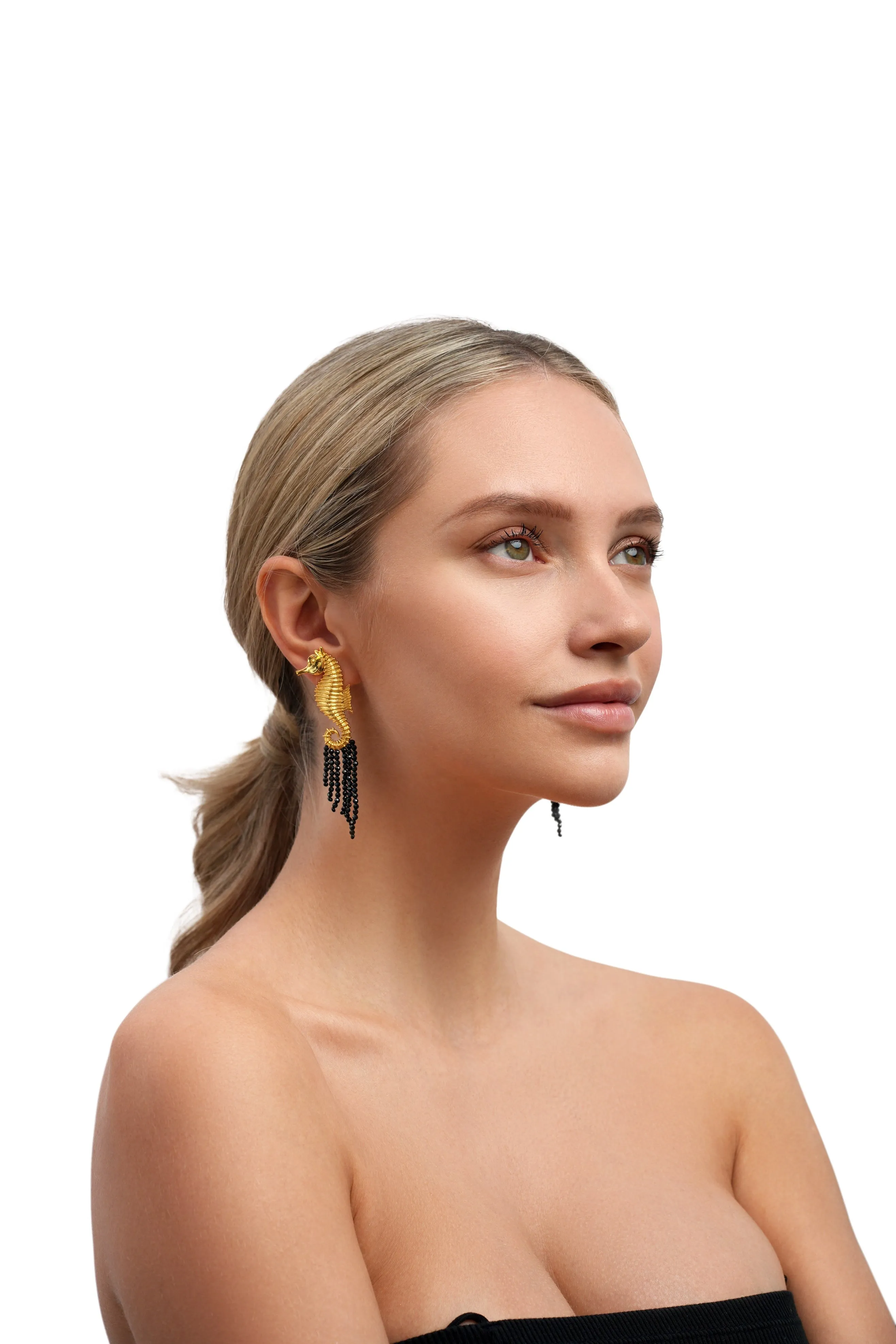 Golden Seahorse Earrings sold by The Jewelry Edit product image thumbnail 2