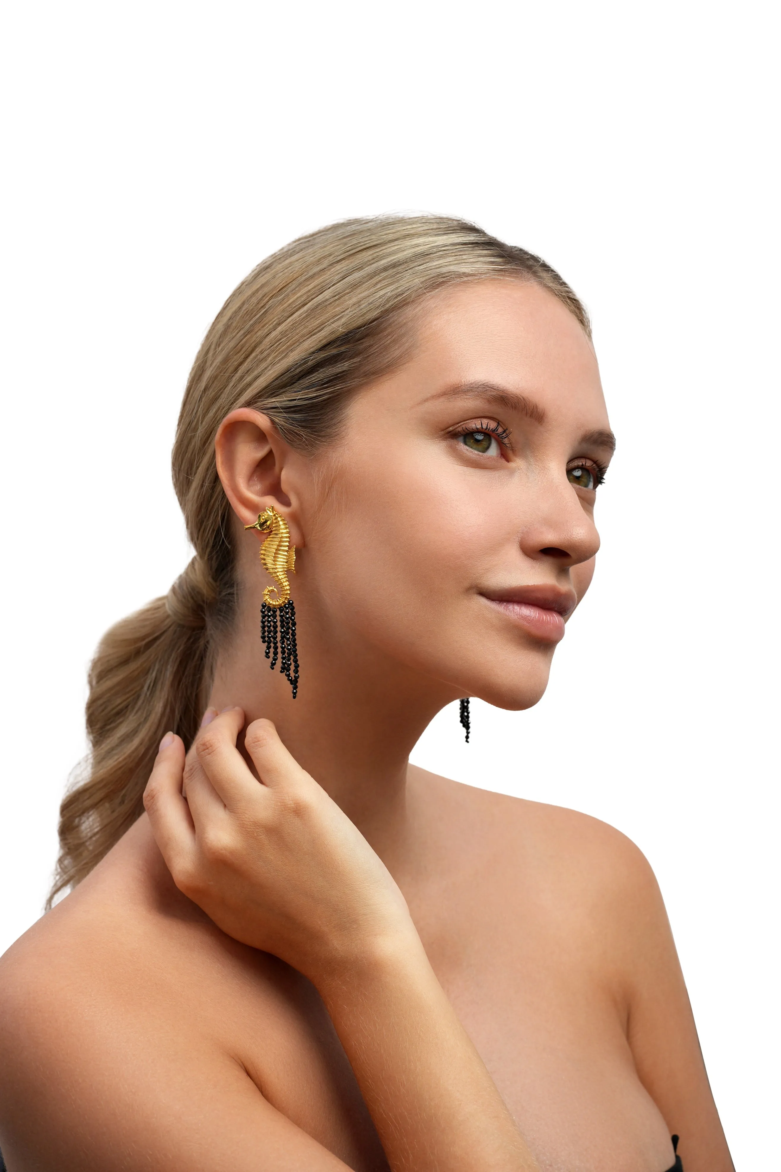Golden Seahorse Earrings sold by The Jewelry Edit product image thumbnail 3