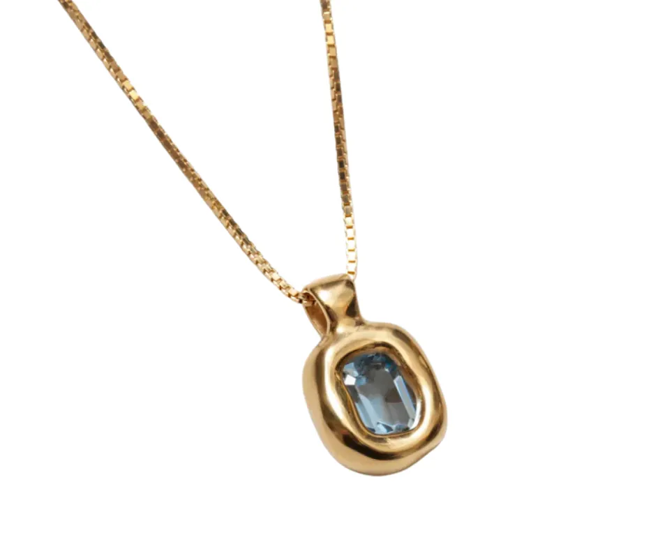 Freya Necklace in Blue and Gold sold by The Jewelry Edit