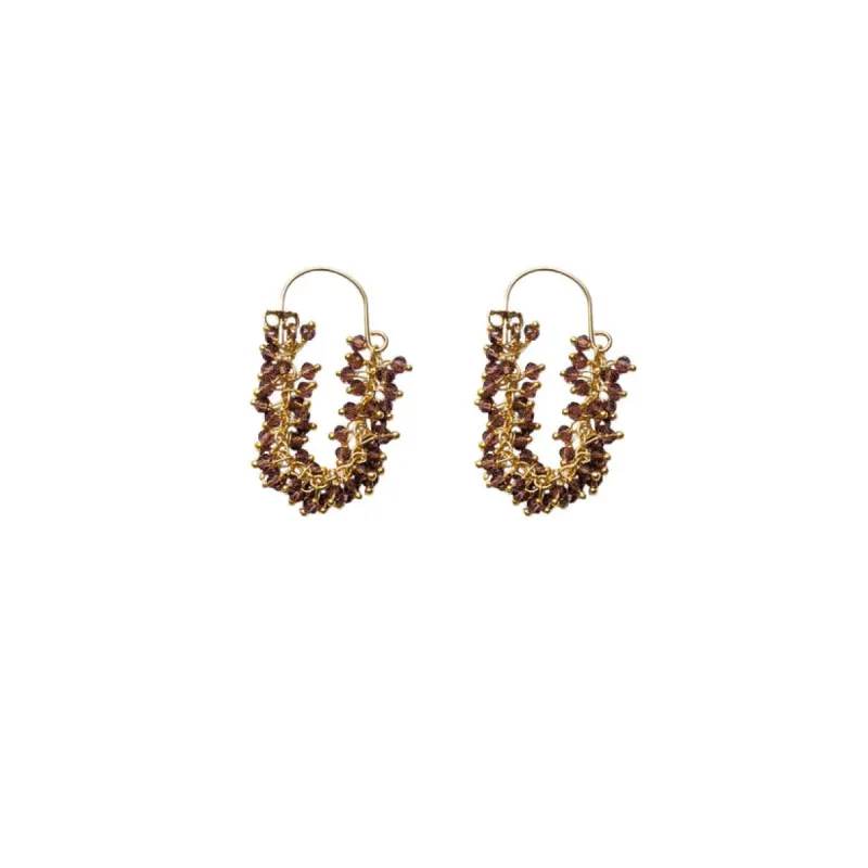 Fringe Hoops in Garnet sold by The Jewelry Edit
