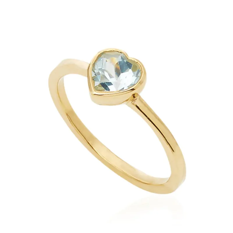 Tiny topaz heart bezel ring sold by The Jewelry Edit