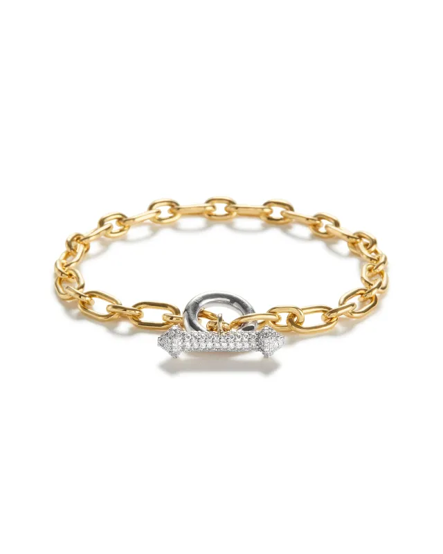 Bold lynx diamond toggle bracelet sold by The Jewelry Edit