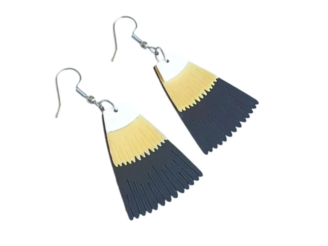 Pūteketeke Feather Earrings sold by The Jewelry Edit