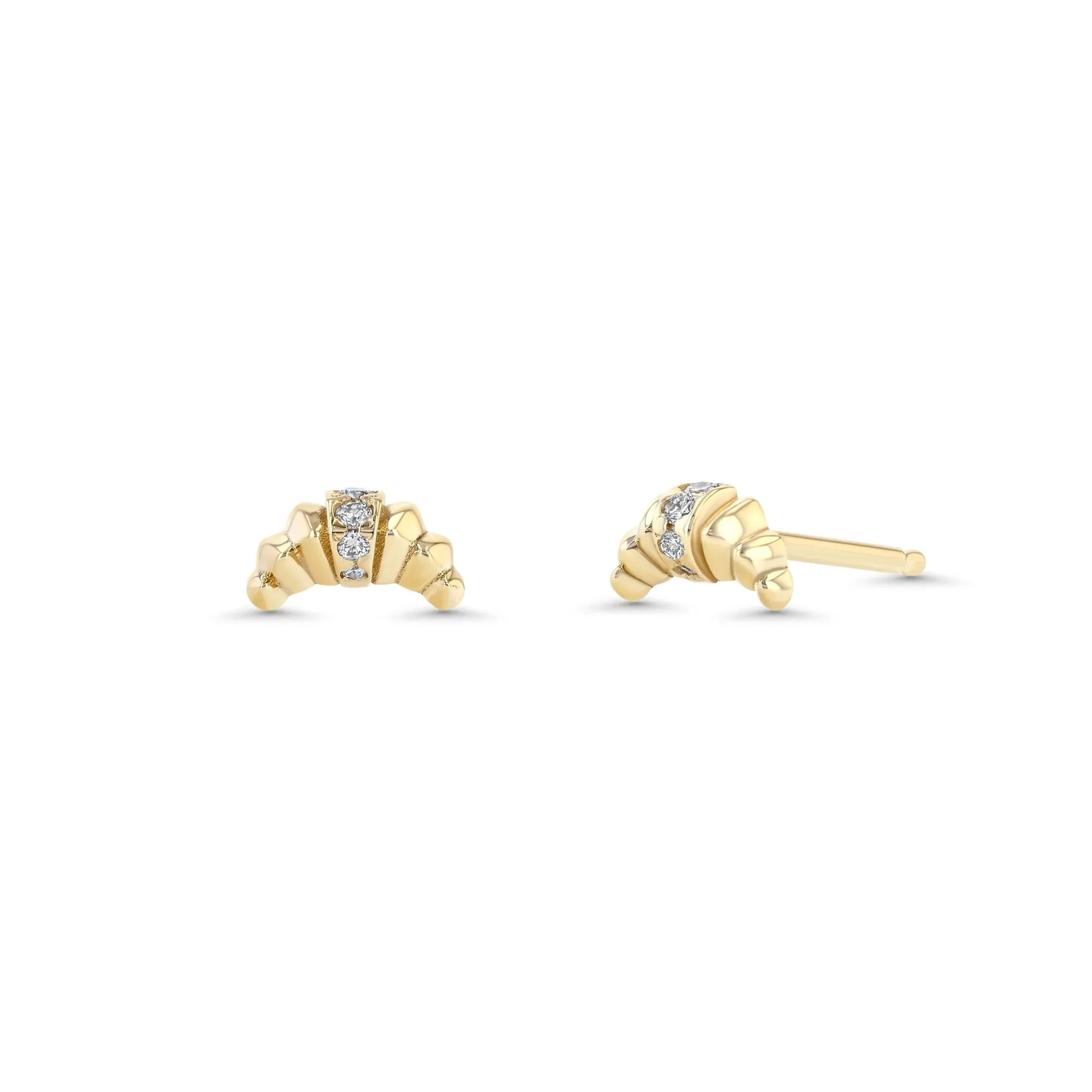 Croissant Stud with Pavé Diamond Row (SINGLE) sold by The Jewelry Edit