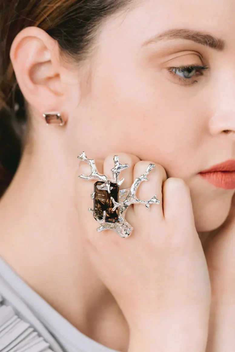 Signature Coral Ring In Smoky Quartz sold by The Jewelry Edit product image thumbnail 3