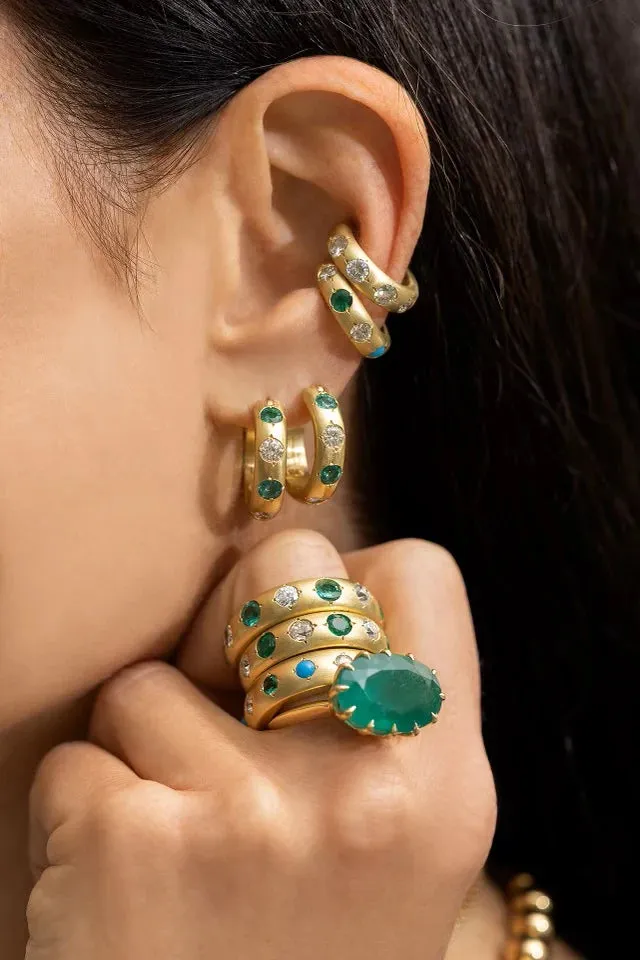 Emerald and Diamond Hoops sold by The Jewelry Edit product image thumbnail 2