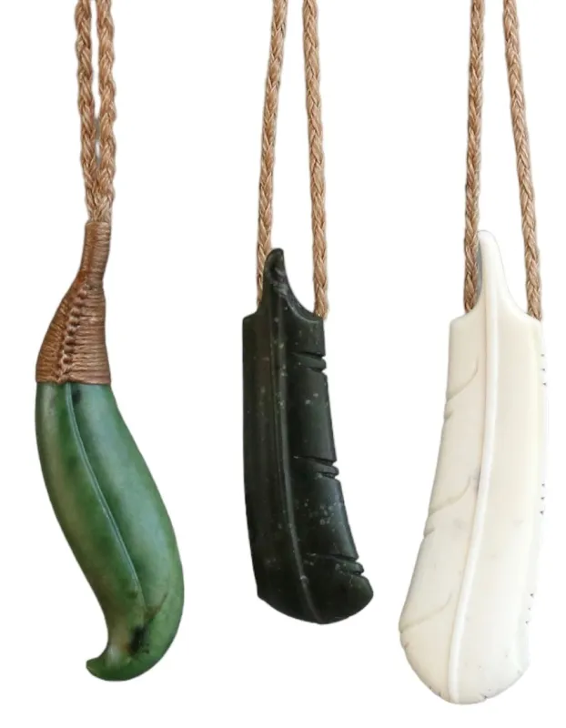 Serpentine Pounamu Feather sold by The Jewelry Edit